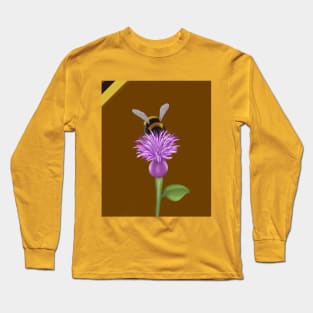 Honey Bee on Purple Flower Long Sleeve T-Shirt